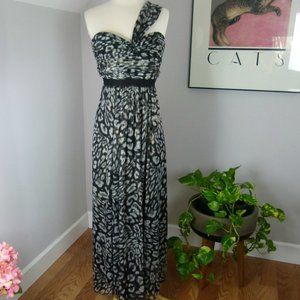 BCBG Max Azria Inga One Shoulder Silk Maxi Dress N